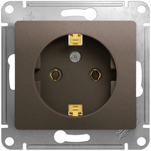 Розетка с заземлением без рамки Systeme Electric Glossa 1-м. шоколад картинка